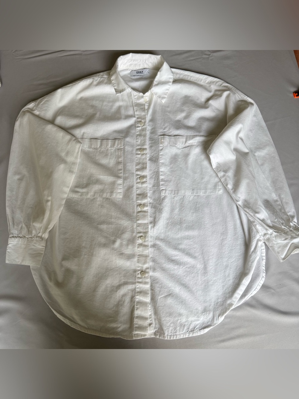 Only Oversized White Button-Down Shirt with Chest Pockets